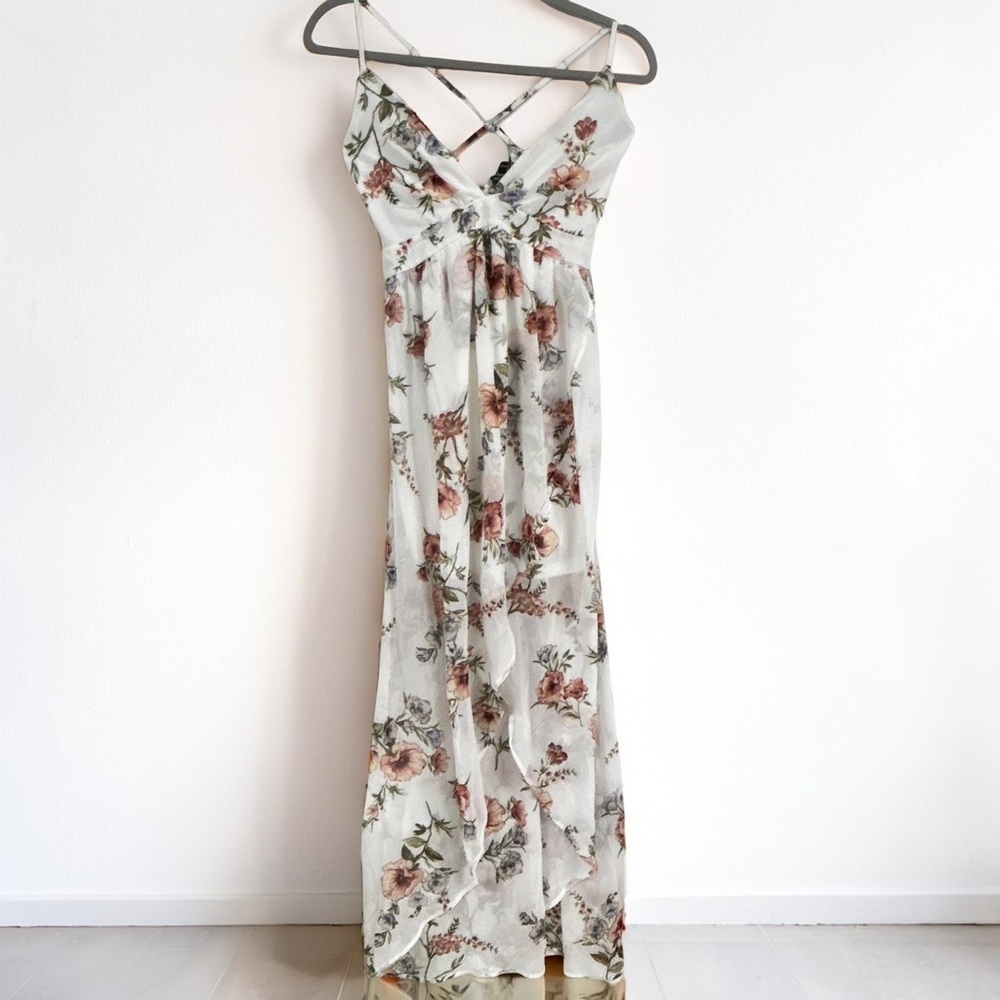 NWT Forever 21 Small White Floral Maxi Dress Cottagecore Boho Romantic Coquette